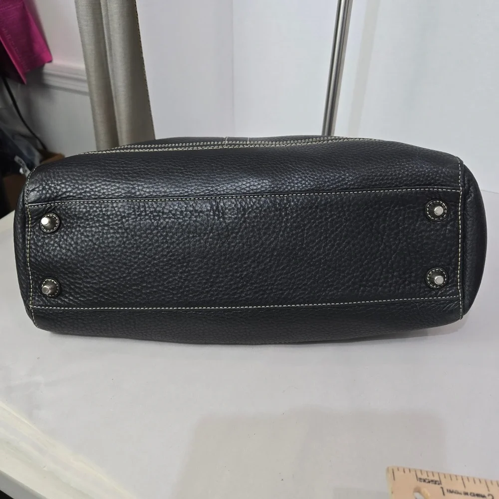 Coach Hampton Tote Satchel Bag Black Pebble Leather‎ Braided